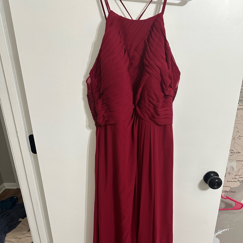 Azazie Strapless Burgundy Dress
